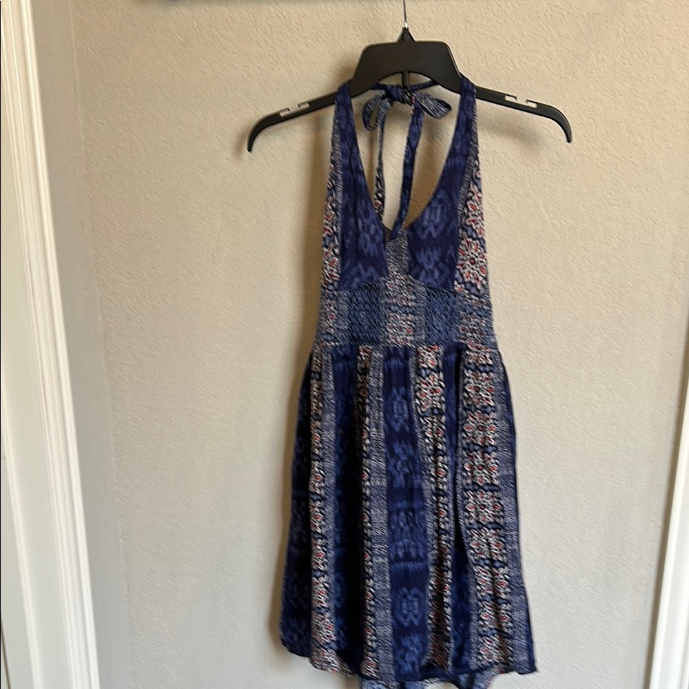 Hollister Navy Patterned Backless Dress
